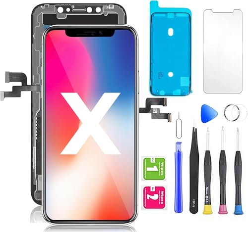 Hoonyer for iPhone Screen Replacement, 3D Touch Screen Display Digitizer Frame Assembly Repair Kits + Waterproof Adhesive + Screen Hardened Protection (iPhone x-5.8‘’)