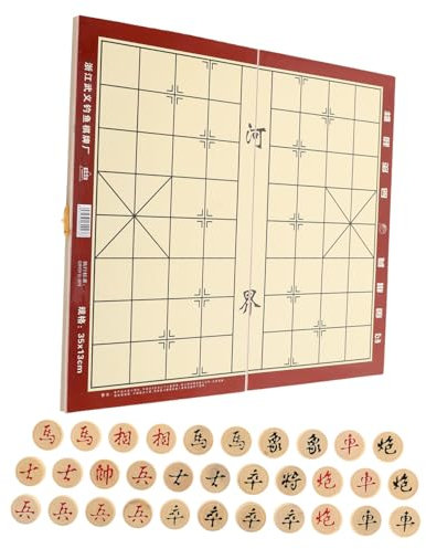 Warmhm Faltbares Chinesisches Schachbrett Aus Holz Tragbares Xiangqi-Set Faltbares Brettspiel Schachspiel Für Reisen Hause