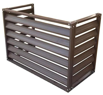 Cerca de Aire Acondicionado Engrosada, Paneles de Cerca de Privacidad con Rejillas de Persiana de Aluminio, Pantalla de Aire Acondicionado Montada en la Pared(Brown,110x80x60cm)