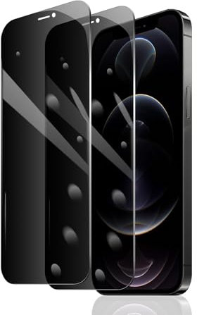 Fylnatc 2 Stück Sichtschutz Schutzfolie für iPhone 12 Pro/12, Anti-Spy Panzer Schutz Glas, Anti-Spionage Panzerfolie, Display Sichtschutzfolie aus gehärtetem Glas, Privacy Schutzglas, Anti- Kratze