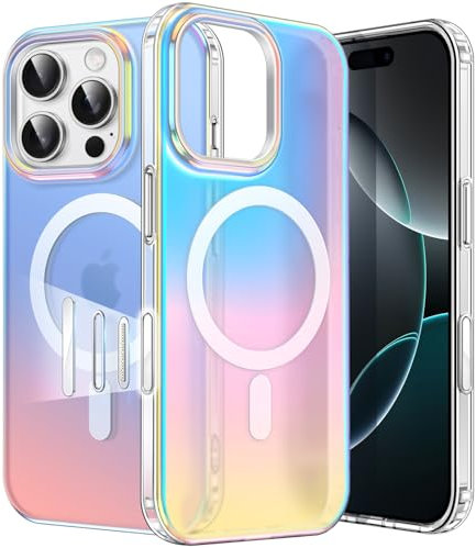 JETech Iridescent Case for iPhone 16 Pro Max 6.9-Inch with Camera Control Capture Button, Compatible with MagSafe, Cute Unique and Aesthetic Design, Colorful Translucent Cover (Iridescent)