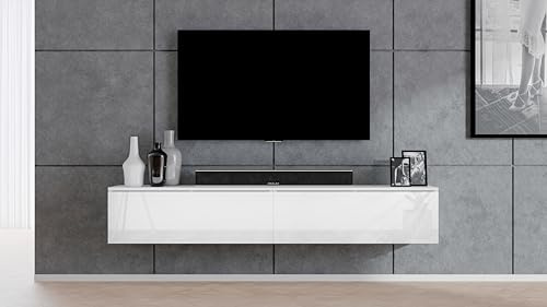 AXLIVING Lowboard weiß Loriano 2x100 TV Schrank weiß Matt/Hochglanz
