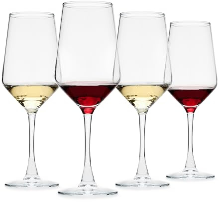 OUWO Wine Glasses Set of 4, 13.5oz Red/White Wine Cup, Long Stem, Crystal