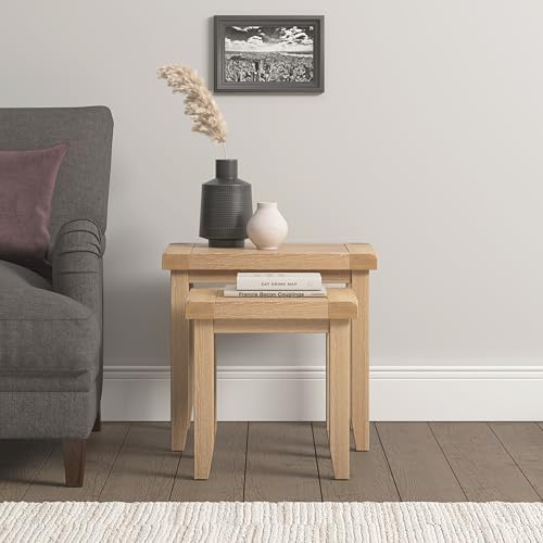 Seconique Windsor Fully Assembed Nest Of 2 Tables in Natural Oak