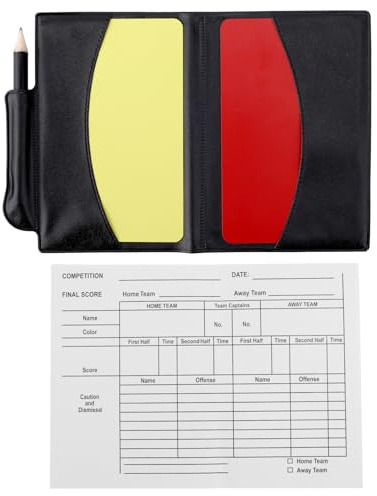 Kit Arbitro Calcio, Cartellini Gialli Rossi con Portacarte Fogli Segnapunti Matita Professionale Set Arbitrale con Ammonizioni per Calcio Pallavolo Pallacanestro Partite Sportive & Allenamento