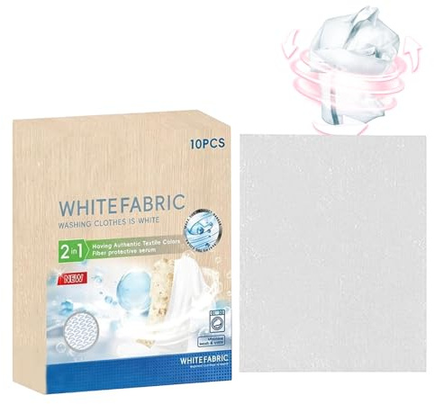Tinte blanco genérico para ropa y ropa – 10 hojas de abrillantador natural, pastillas de tinte para ropa, algodón, lana, madera, lino, ropa, camisa, jeans