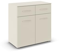 Rauch Möbel ADITIO, Kommode, Farbe Beige, Breite 80 cm | Sideboard im zeitlosen Stil, 2-türig, 2 Schubladen, Soft-Close-Funktion, für Schlafzimmer, Gästezimmer, Wohnzimmer, Garderobe