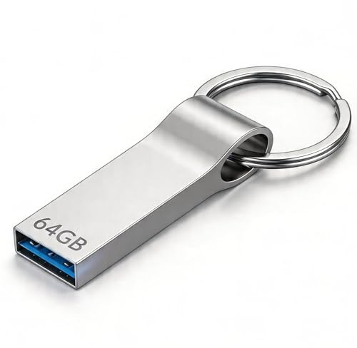 64GB USB Stick, Portable USB 3.0Memory Stick to Store Phone Video Files | Flash Drive 64GB Memory Sticks Storage for Store 16,000 Songs/21,600 Photos/960Min Video (silver)