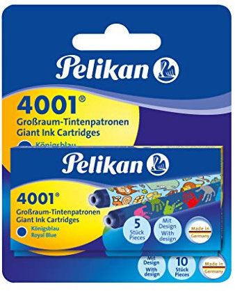Pelikan Großraum-Tintenpatronen 4001 Tinte Königsblau, Bunt bedruckt, 10 Stück