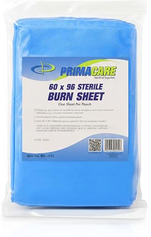 Primacare BD-3151 Sterile Burn Sheet for Burn Relief, First Aid Blanket for Instant Cooling relaxation from Minor Burns, Wet and Dry Dressing, 96 x 60