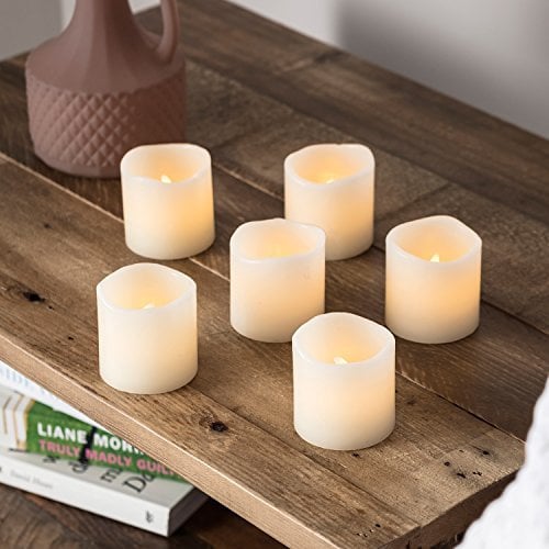 Lights4fun Lot de 6 Bougies Votives LED à Piles en Cire Véritable