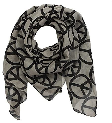 Superfreak Baumwolltuch - Peace Muster 10 cm grau - schwarz - quadratisches Tuch