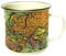 Gift Republic World Map Enamel Mug, Outdoor Camping Coffee Cup, 500 ml Metal Cup, Cream World Map