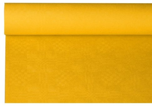 Papiertischtuch mit Damastprägung 8 m x 1,2 m gelb für schöne Hochzeitsfeier und besonderen Anlass. Menge: 3 Rolle