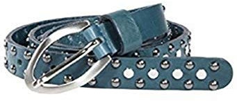 Heine Gürtel Damengürtel aus Rindleder mit Nieten Petrol 95 cm