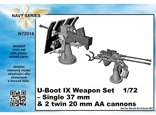 CMK N72018 - Modellbausatz U-Boot IX Weapon Set-Single 2 Twin AA Cannons for Revell kit, 37 mm, 20 m
