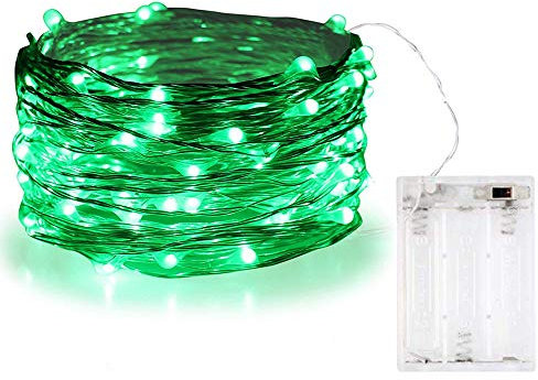 BOLWEO Battery Operated Christmas Tree String Lights,10Ft/3M 30Leds,Waterproof Decor Lights for Indoor Outdoor Home Garden Vases St Patrick's Day,Green