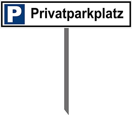 Kleberio® Parkplatz Schild - Privatparkplatz - 52 x 11 cm mit Pfosten 100 cm Privatgrundstück, Parken verboten, Verbotsschilder, Privat, Parkplatzschilder, Parkverbot, Parkschilder