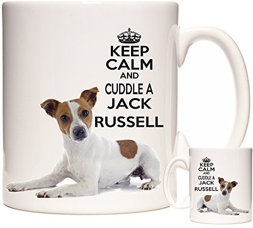 Tazza Jack Russell, con scritta Keep Calm and Cuddle A Jack Russell, idea regalo per tè, caffè o cioccolata calda, personalizzabile
