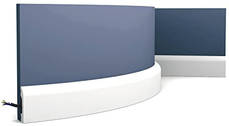 Orac Flexible Leiste SX182F CASCADE 200 cm x 1,3 cm x 5,0 cm aus Polyurethan glatt abgerundet mit Kabelkanal vorgrundiert