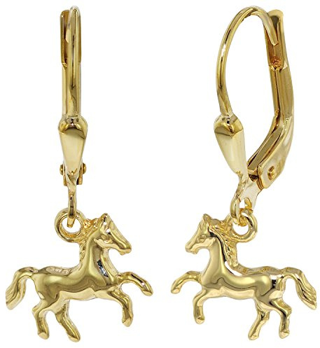 trendor Ohrringe für Mädchen Gold 333/8K Pferde Ohrhänger 08485 | bezaubernder Ohrschmuck aus Echtgold, wunderschöne Geschenkidee für Kinder,