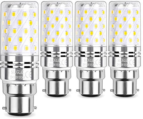 SAUGLAE LED Corn Bulbs, B22 Bayonet Cap, 12W, 1450Lm, 3000K Warm White, Not Dimmable, Pack of 4