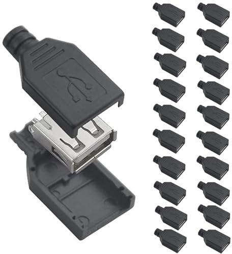 Oiyagai 20pcs USB 2.0 Type A Female Socket Connector w Plastic Cover for DIY