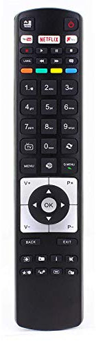 Telecomando per Hitachi Digihome Alba Polaroid Finlux Bush Telefunken RC5118F LCD LED 3D HD Smart TV con NETFLIX, pulsanti di riproduzione Freeview - Con due batterie AAA 121AV incluse