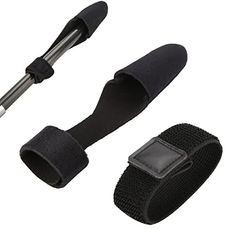 Dioche Fishing Rod Sleeve, Expandable Neoprene Fishing Pole Glove Sleeve Cover Protector + Rod Strap Set, Fishing Tackle Tie Bag Accessories (Black)