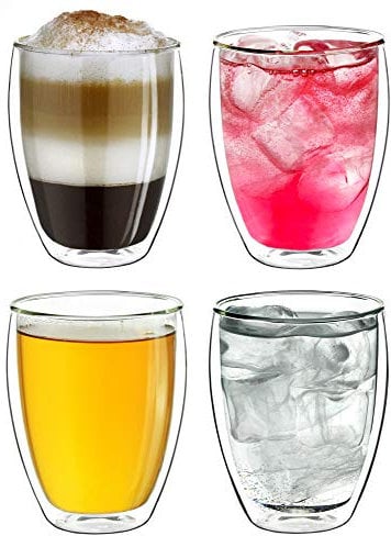 Creano doppelwandige Gläser 250ml - Glas Becher doppelwandig - Thermoglas - Cappuccinotassen - Doppelwandgläser im 4er Set
