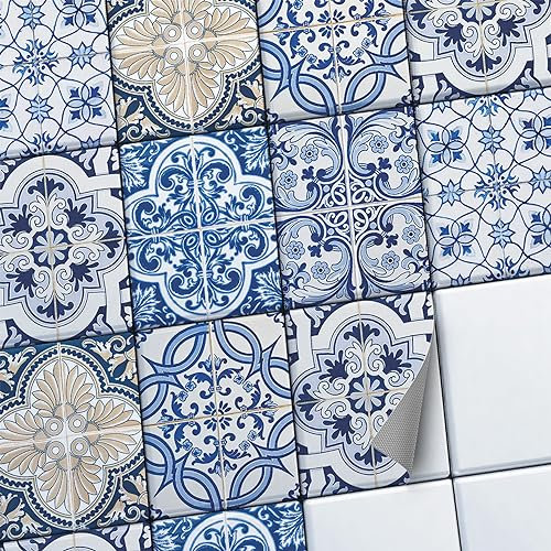 CREATISTO Fliesenfolie Fliesenaufkleber Mosaikfliesen - Klebefolie Aufkleber für Wand-Fliesen I Stickerfliesen - Mosaikfliesen für Küche, Bad, WC Bordüre (20x25 cm I 6 -Teilig)