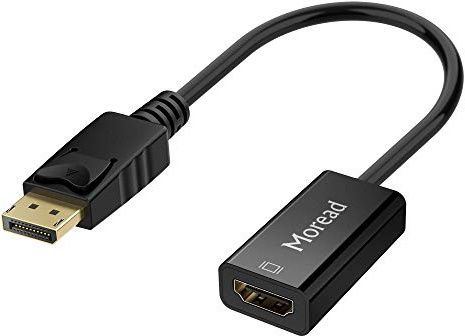 Moread DisplayPort (DP) to HDMI Adapter, Gold-Plated Uni-Directional Display Port PC to HDMI Screen Converter (Male to Female) Compatible with HP, Dell, Lenovo, NVIDIA, AMD & More, Passive, Black