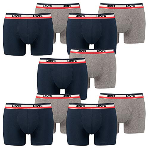 10 er Pack Levis Boxer Brief Boxershorts Men Herren Unterhose Pant Unterwäsche, Farbe:198 - Dress Blues, Bekleidungsgröße:S