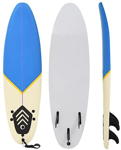 vidaXL Planche de Surf 170 cm Bleu et Crème Paddle de Surf Sport Nautique