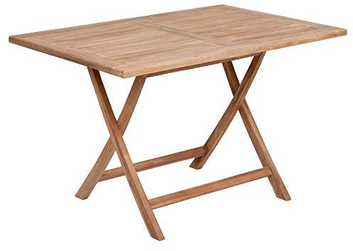 LEBENSwohnART Teak Klapptisch KURSI ca. L120cm Natural Esstisch Gartentisch Tisch Massivholz