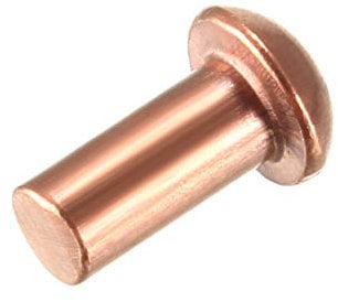 sourcing map 100Pcs 1/8x15/64 Round Head Copper Solid Rivets Fastener