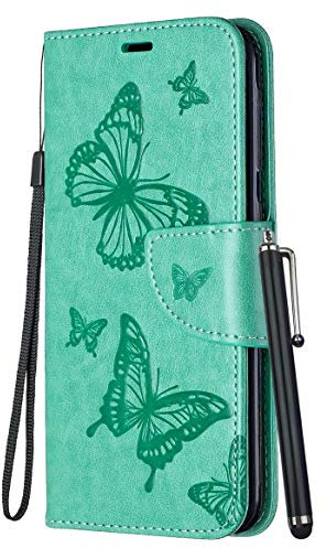 Yiizy Custodie per Huawei P20 Lite Ane-LX1 Cover, Farfalla Stile PU Pelle Portafoglio Cover per Huawei Nova 3e Ane-LX2 ProSilicone TPU Morbido Carte, Funzione Stand, Magnetica Protettivo (Verde)