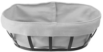 HENDI Brotkorb, Oval, mit waschbaren Beutel, Metallrahmen, Brotmulde, Brotkörbchen, Brötchenkorb, 250x160x(H)75mm, Metall, Baumwolle, grau