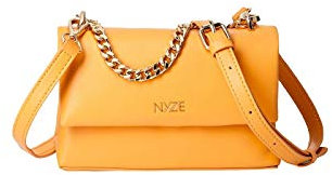 NYZE Damen Tote Chain Bag - 100% Vegane Umhängetasche mit Kette Gelb
