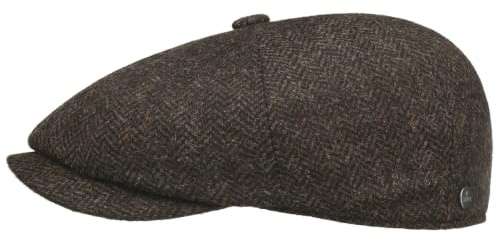 LIERYS Carlsen Wool Herringbone Flatcap Klassische Form Herren Fischgratmuster Made in EU Herbst Winter braun 60 cm