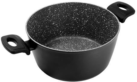 zanetti, Casseruola Antiaderente Durapietra Black, Adatta a Tutti i Piani Cottura Incluso Induzione, Due Manici, Rivestimento Alto Spessore, Diametro 20 cm, Colore Grigio Scuro Metallizzato