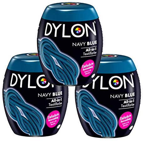 Dylon Navy Blue All-in-1 Textilfarbe (für frische und Intensive Farben) 3 x 350 g