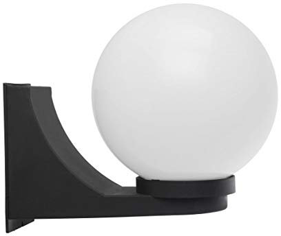 Licht-Erlebnisse Vintage Kugellampe NINETTE IP43 Schwarz Weiß blendarm E27 Hoflampe Außenleuchte Haus Garten Balkon