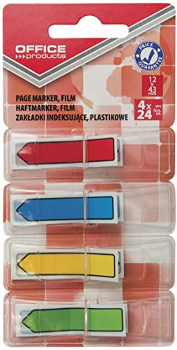 Indexhaftstreifen OFFICE PRODUCTS PP Pfeil 12x43mm 4x24 Blatt Blister Verschiedene Farben / / Typ-Pfeil/Art-In Einer Blisterverpackung/Form-Pfeil/Material-Pp/Farbe-Verschiedene Farben