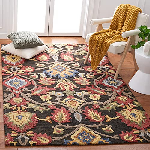 SAFAVIEH Blossom Collection 5' x 8' Charcoal/Multi BLM402H Handmade Floral Premium Wool Living Room Dining Bedroom Area Rug