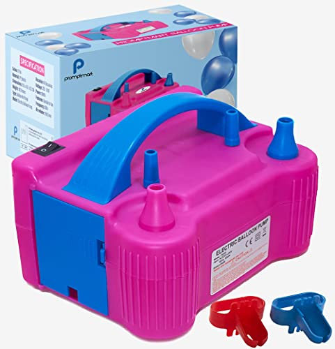 Electric Balloon Pump - Set of 7 Pcs - Inflate Machine - Portable Dual Nozzle Balloon Pump - 220V-240V 600Watt Ballon Pumper for Party/Birthday Decoration - Not a Helium Tank (Rose Pink)