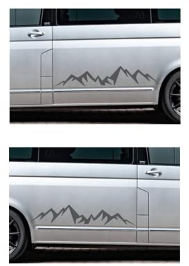 Generisch 2 Stück Berg/ALM Auto Aufkleber, Gebirge Grafik, Silhouette, (319/1) (Silbergrau Glanz, 100 x 20 cm)