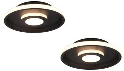 2er SET Feuchtraumgeeignete Deckenleuchten Schwarz matt Ø 30cm