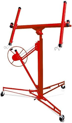 Sollevatore Pannelli Per Cartongesso Alzalastre Professionale Pieghevole Regolabile In Altezza XXL 140-350 cm Altezza Di Lavoro Alzapannelli Rosso Con Certificato CE Portata Di 68 Kg