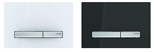 Geberit Betätigungsplatte Sigma 50 (Farbe weiß Alpin) 115788112 & Betätigungsplatte Sigma 50 (für 2-Mengen Spülungen, Betätigung von vorne, Farbe schwarz, für UP Spülkästen) 115788DW2